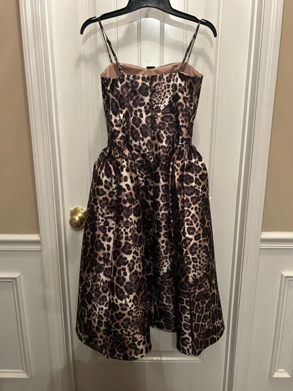Express Leopard Print Satin Midi Dress in Brown and Black - Picture 4 of 4
